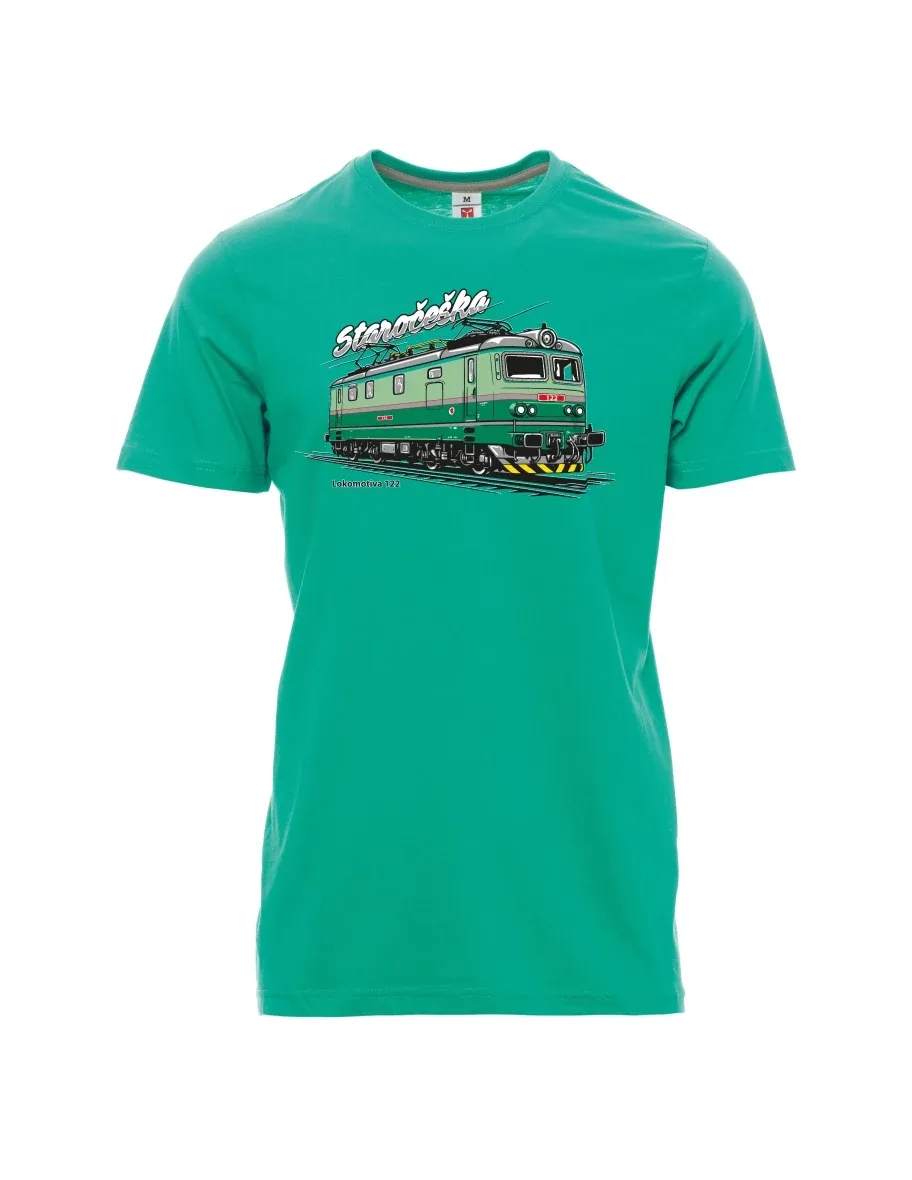 Męski t-shirt szmaragdy Lokomotywa 122 „Staročeška“