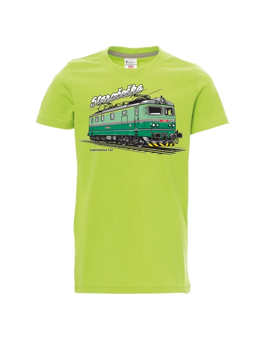 Dziecięcy t-shirt jasno zielony Lokomotywa 122 „Staročeška“