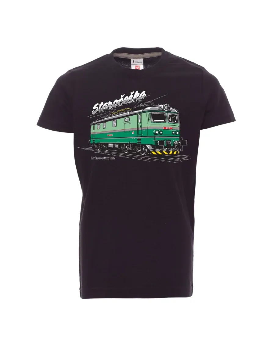 Dziecięcy t-shirt czarny Lokomotywa 122 „Staročeška“
