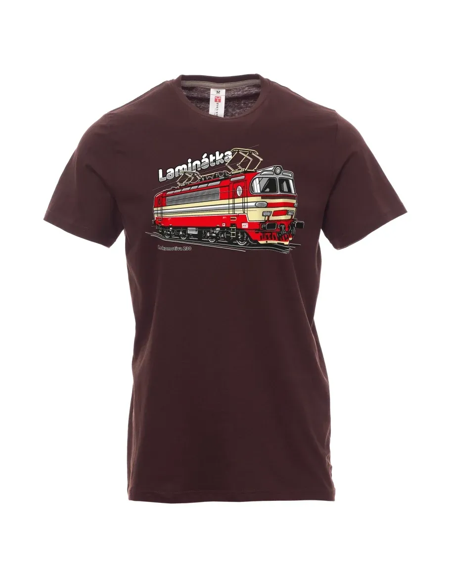 Męski t-shirt ciemny brąz Lokomotywa 230 „Laminátka“