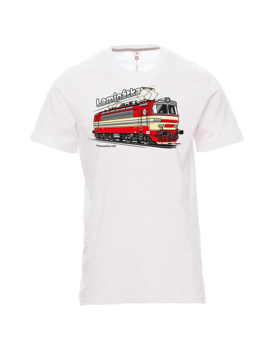 Męski t-shirt biały Lokomotywa 230 „Laminátka“