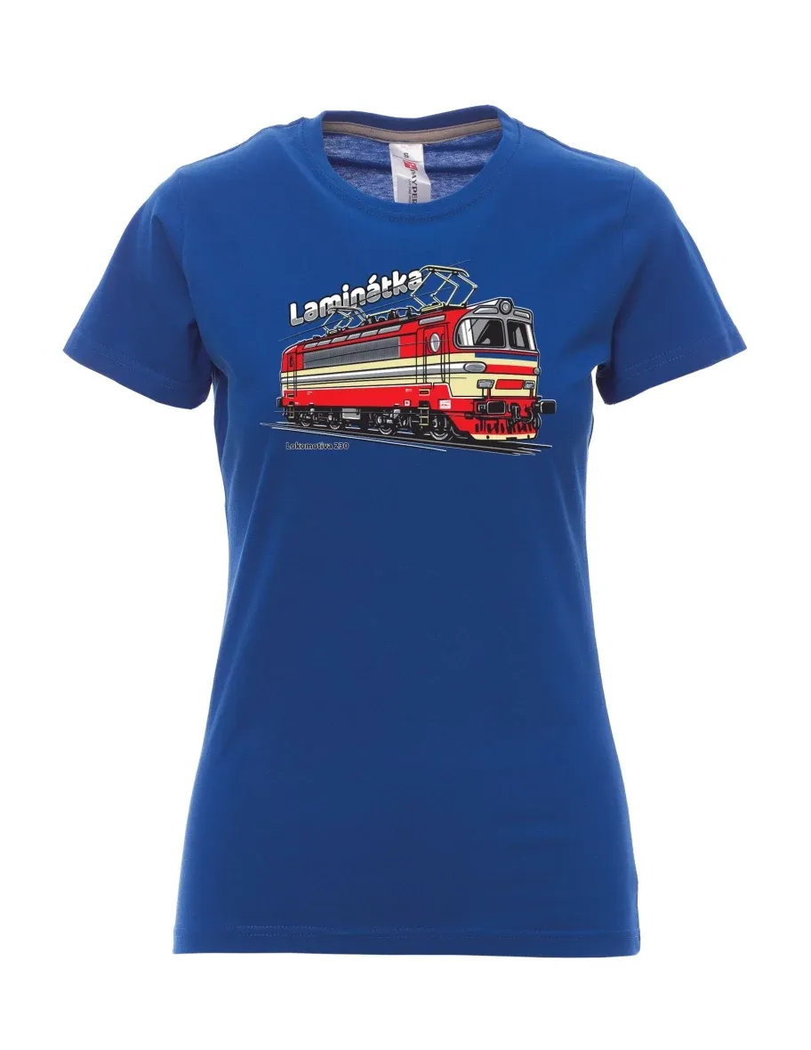 Damski t-shirt królewski niebieski Lokomotywa 230 „Laminátka“