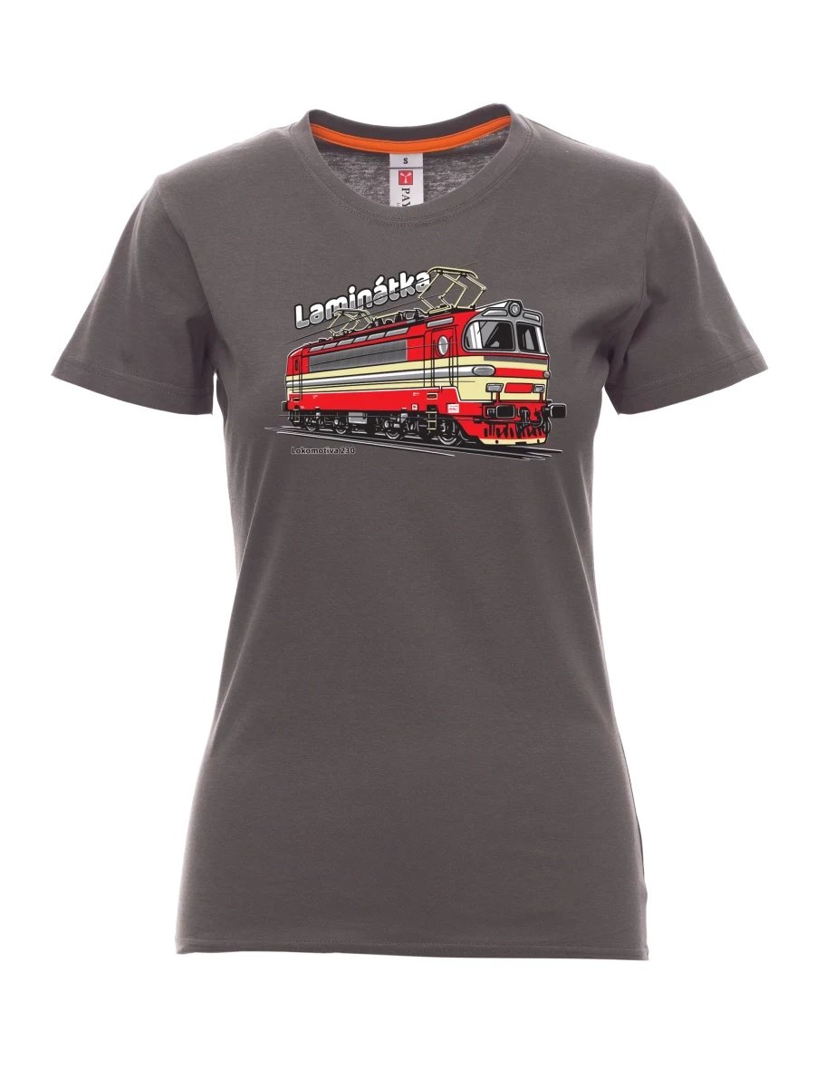 Damski t-shirt antracytowy Lokomotywa 230 „Laminátka“