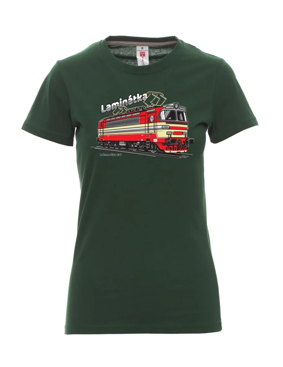 Damski t-shirt ciemnozielony Lokomotywa 230 „Laminátka“