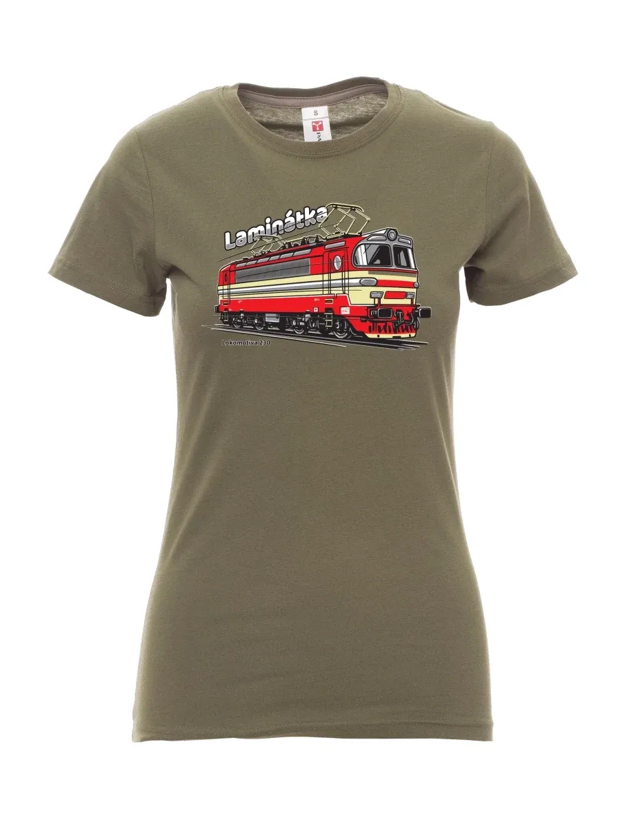 Damski t-shirt khaki Lokomotywa 230 „Laminátka“