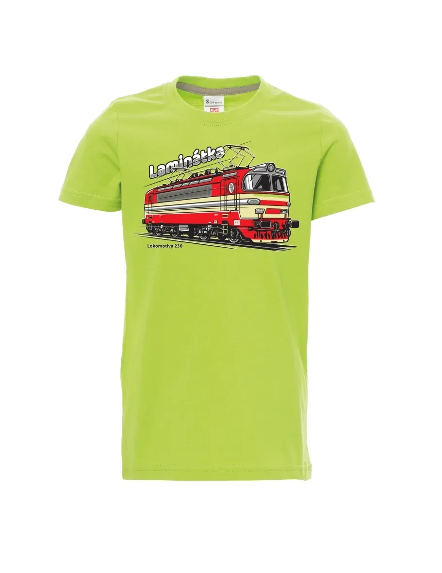 Dziecięcy t-shirt jasno zielony Lokomotywa 230 „Laminátka“