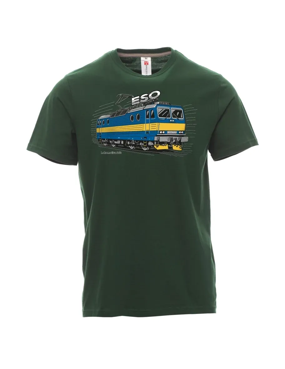Męski t-shirt ciemnozielony Lokomotywa 363 „ESO“