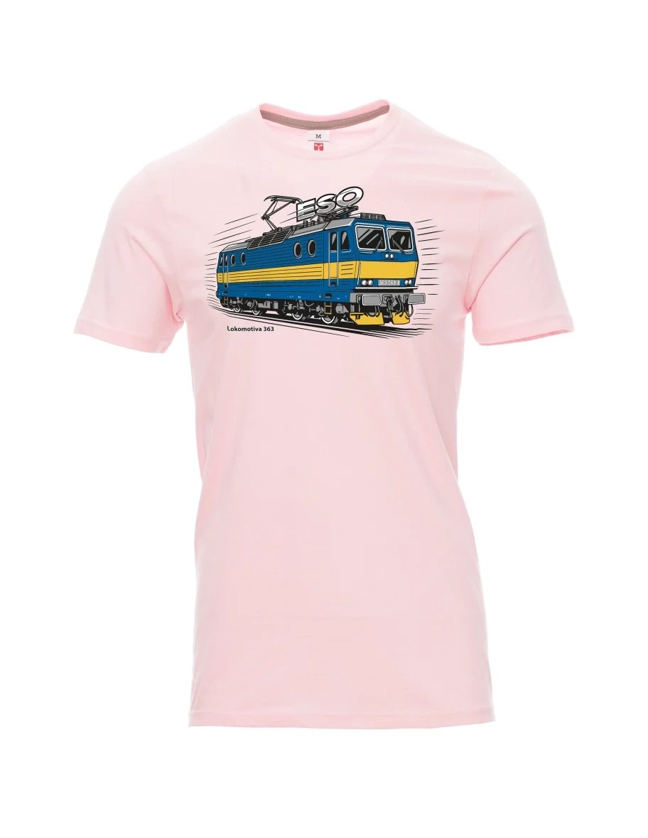 Męski t-shirt jasnoróżowy Lokomotywa 363 „ESO“
