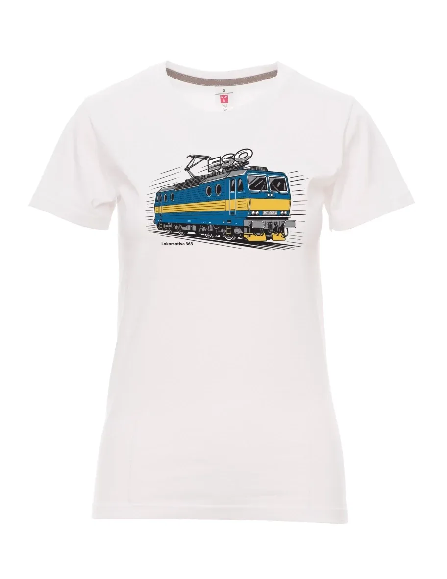 Damski t-shirt biały Lokomotywa 363 „ESO“