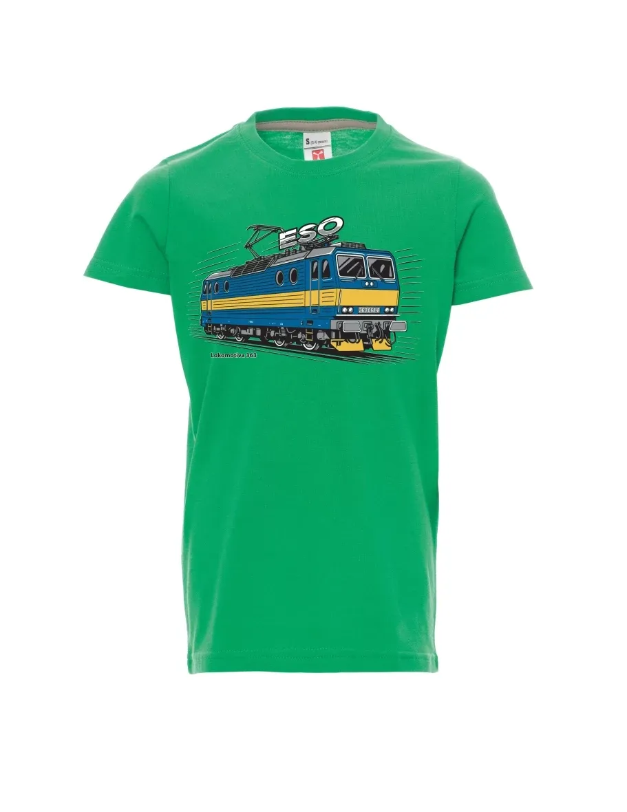 Dziecięcy t-shirt zielony Lokomotywa 363 „ESO“