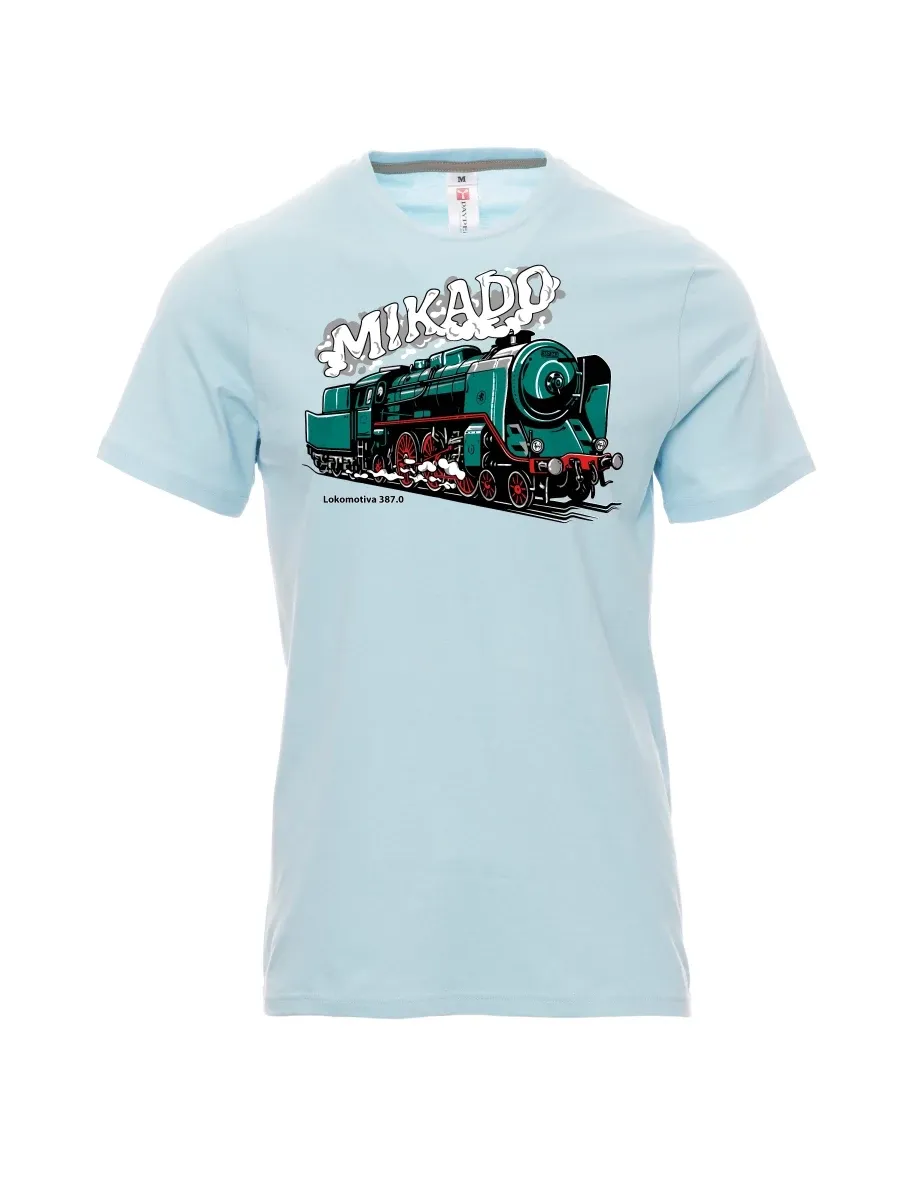 Męski t-shirt jasno niebieski Lokomotywa 387.0 „MIKADO“