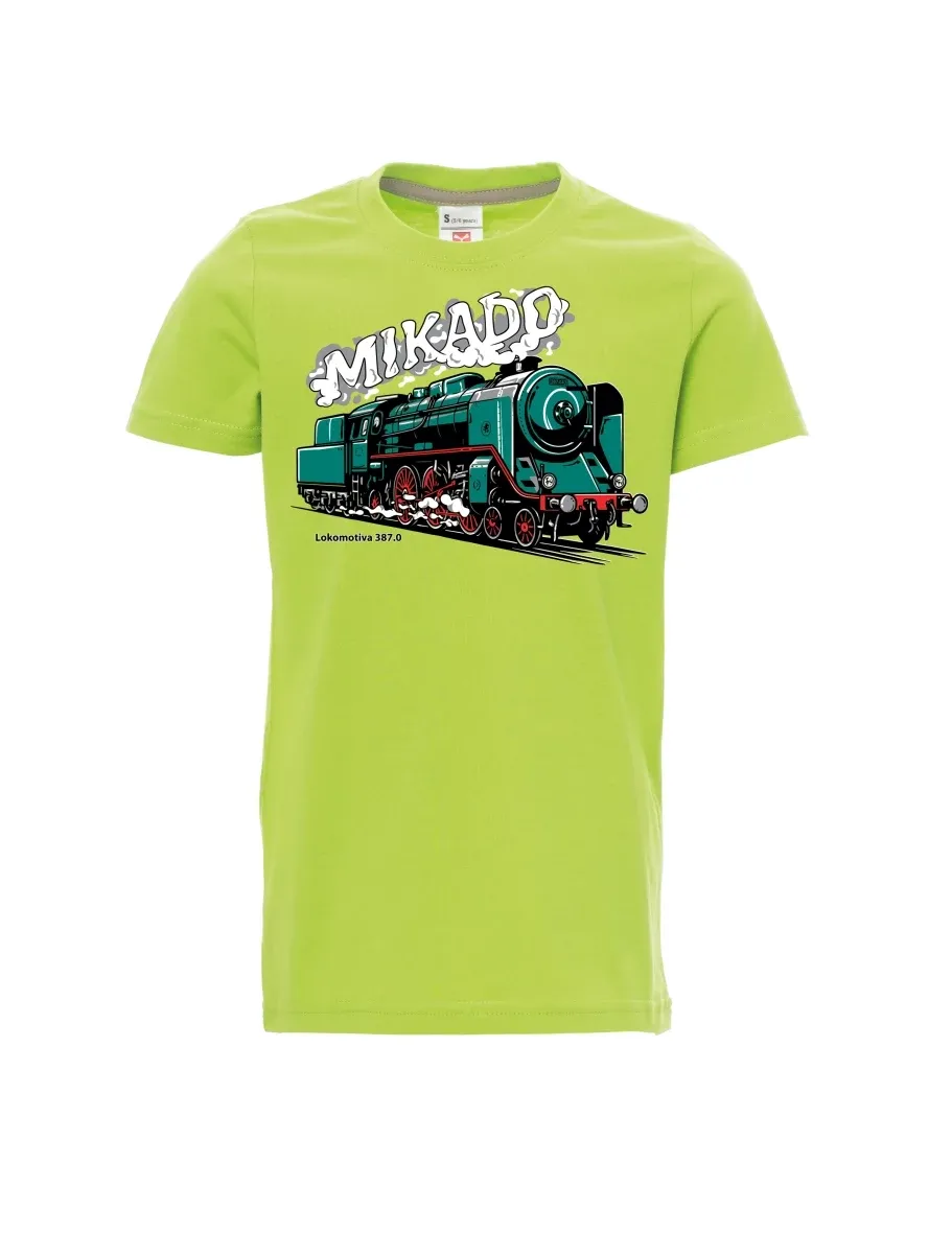 Dziecięcy t-shirt jasno zielony Lokomotywa 387.0 „MIKADO“