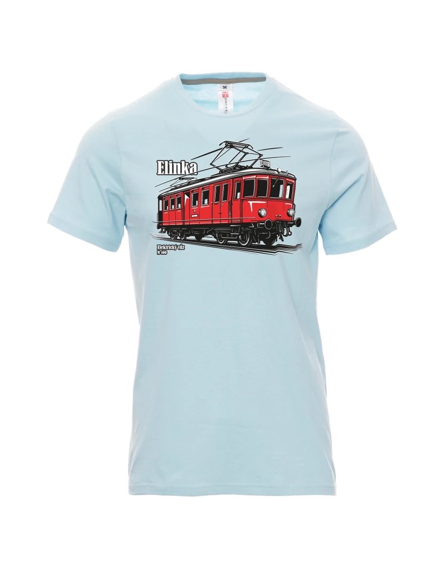 Męski t-shirt jasno niebieski Wagon elektryczny M 400 „Elinka“