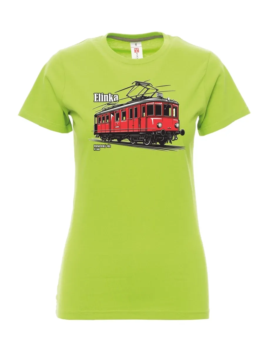 Damski t-shirt limetkowy Wagon elektryczny M 400 „Elinka“
