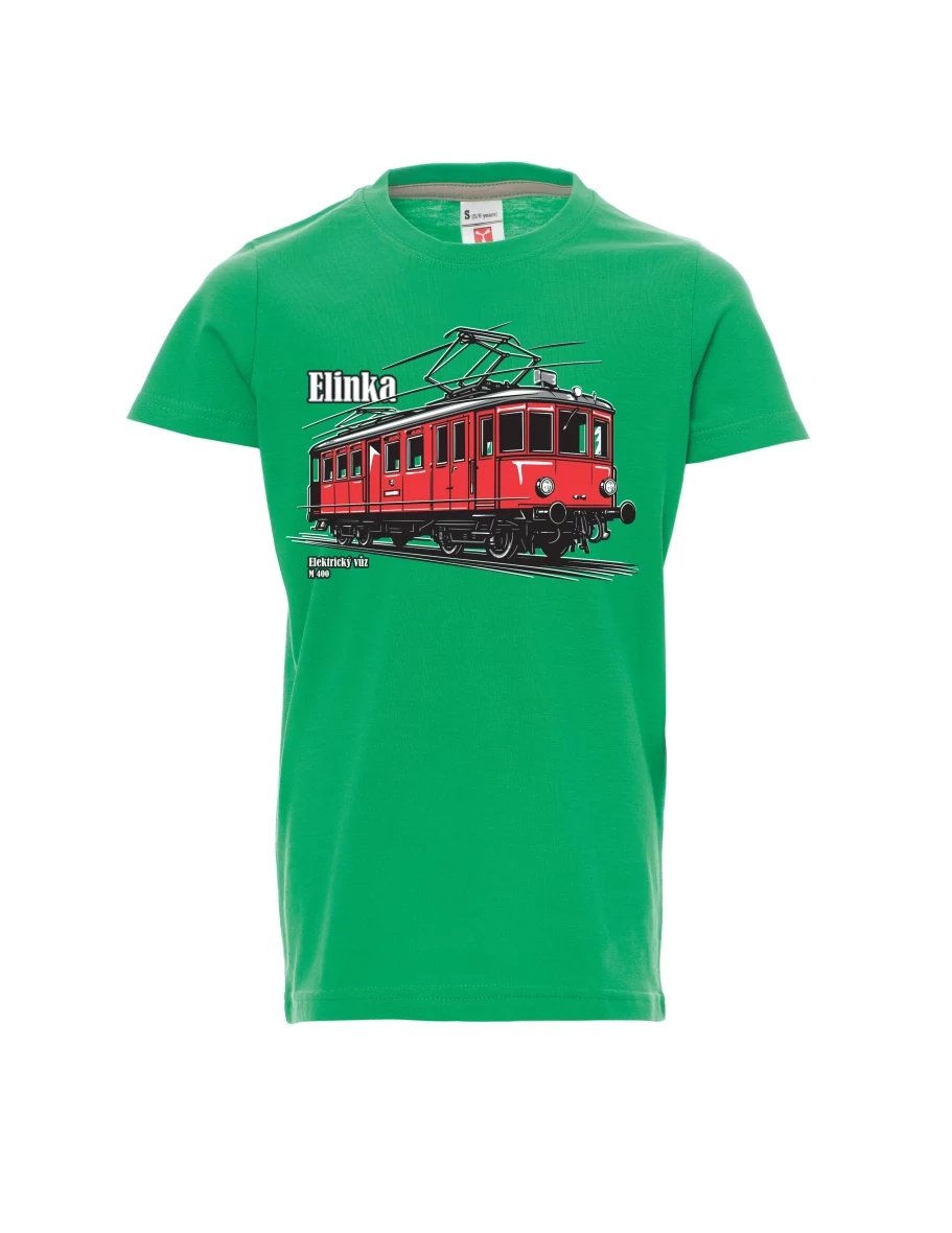 Dziecięcy t-shirt zielony Wagon elektryczny M 400 „Elinka“