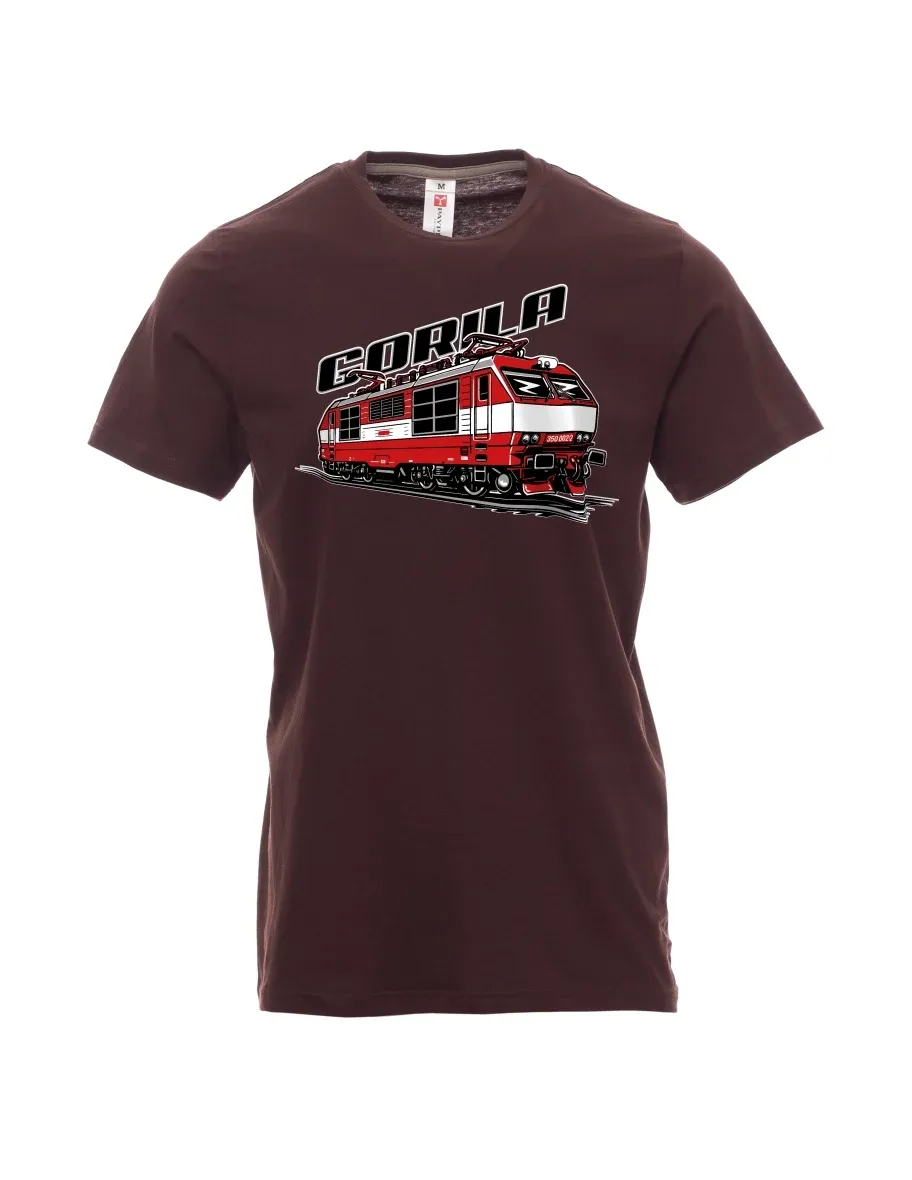 Męski t-shirt ciemny brąz Lokomotywa 350 „Gorila“