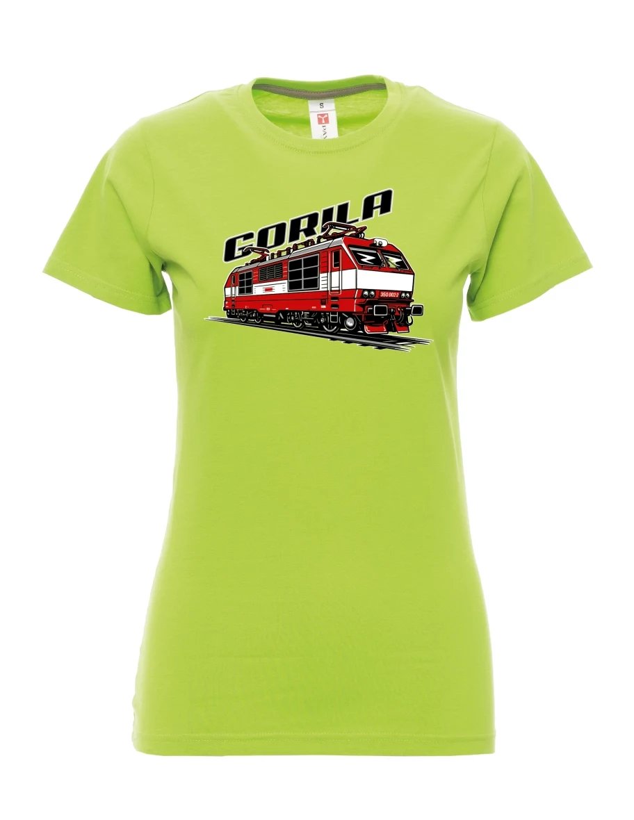 Damski t-shirt limetkowy Lokomotywa 350 „Gorila“