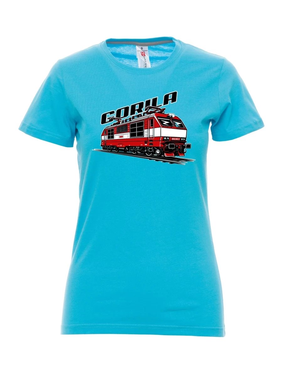 Damski t-shirt turkusowy Lokomotywa 350 „Gorila“