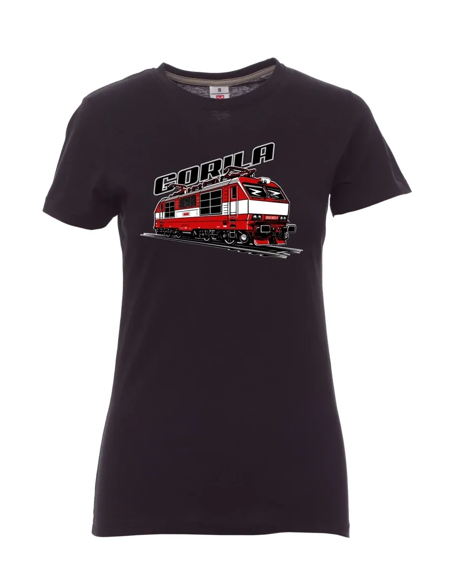 Damski t-shirt czarny Lokomotywa 350 „Gorila“