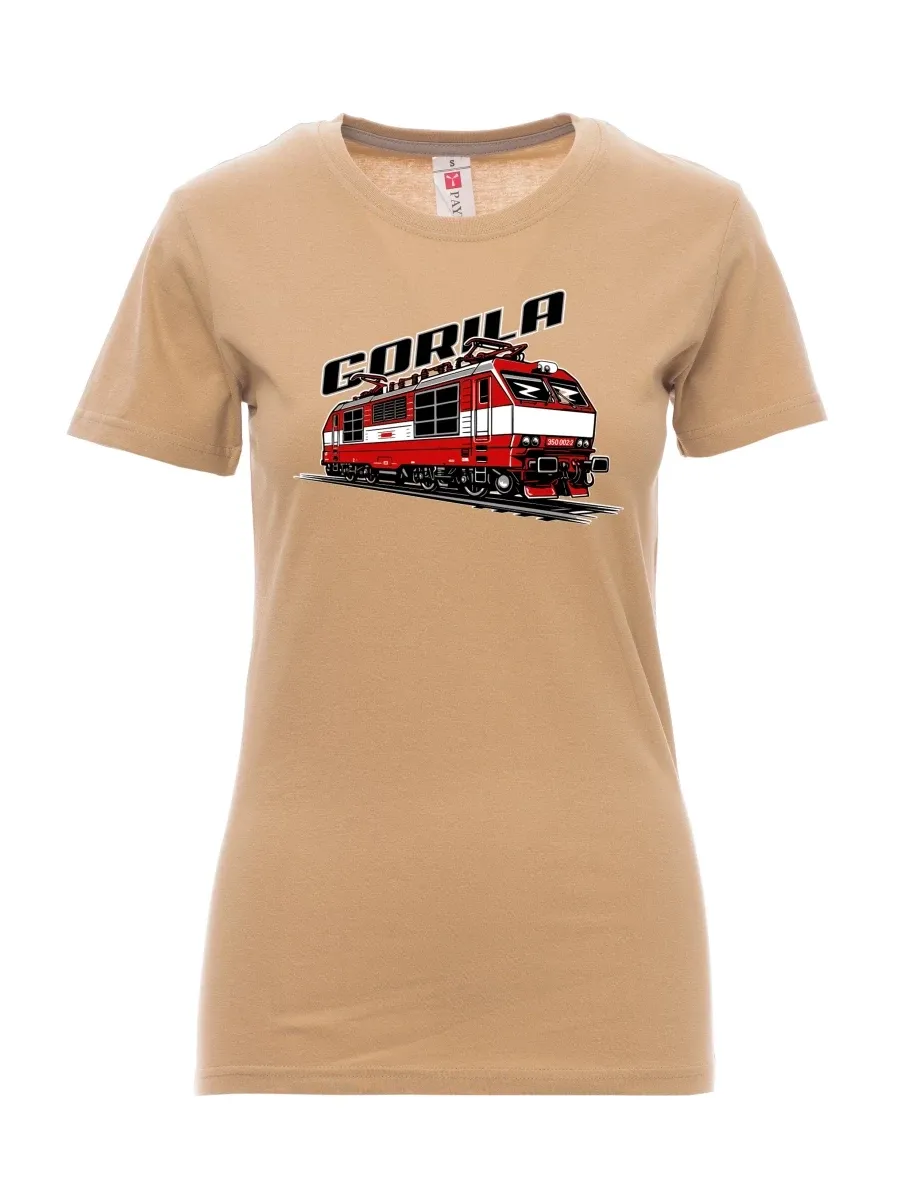 Damski t-shirt brązowy Lokomotywa 350 „Gorila“