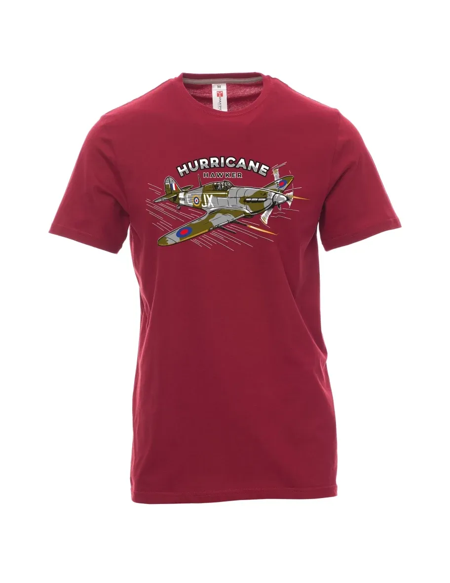 Męski t-shirt czerwony Samolot Hurricane Hawker