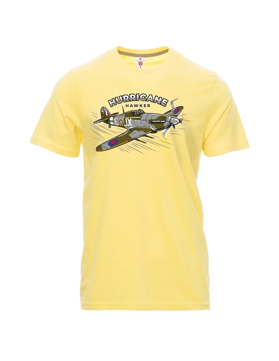 Męski t-shirt jasny zółty Samolot Hurricane Hawker