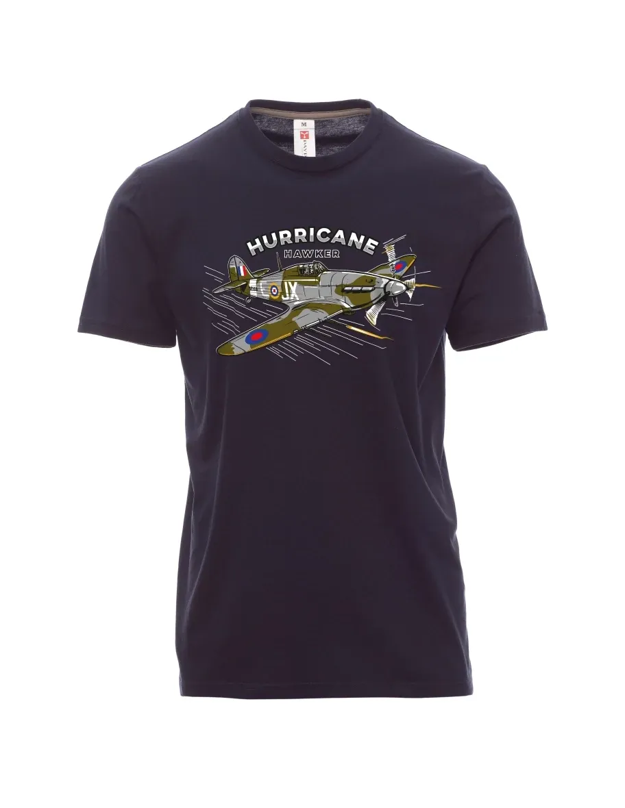Męski t-shirt marynarka wojenna Samolot Hurricane Hawker