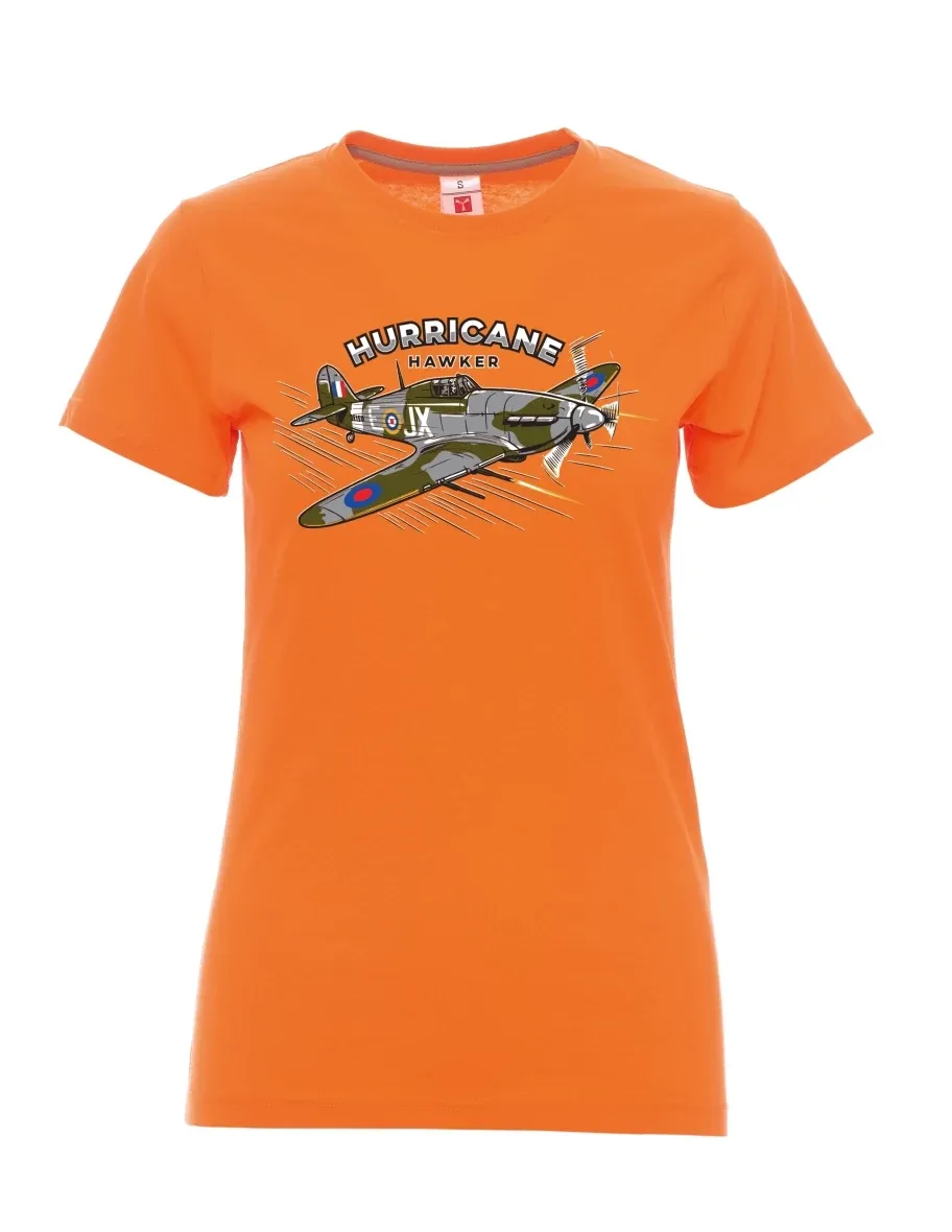 Damski t-shirt pomarańczowy Samolot Hurricane Hawker