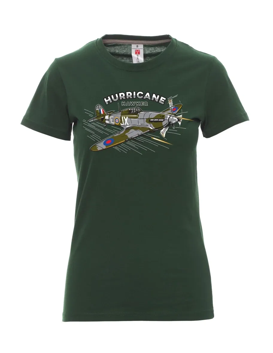 Damski t-shirt ciemnozielony Samolot Hurricane Hawker