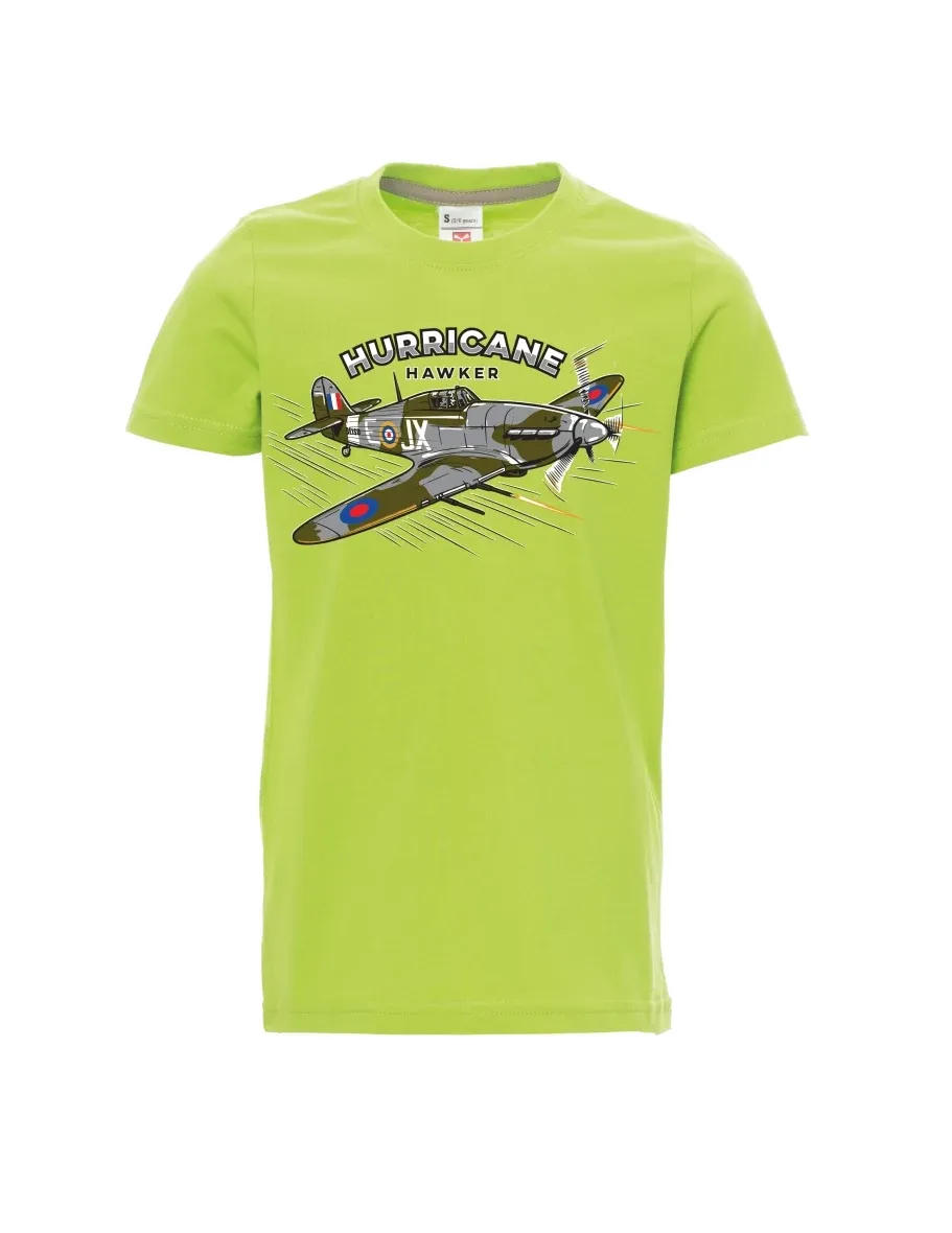 Dziecięcy t-shirt jasno zielony Samolot Hurricane Hawker