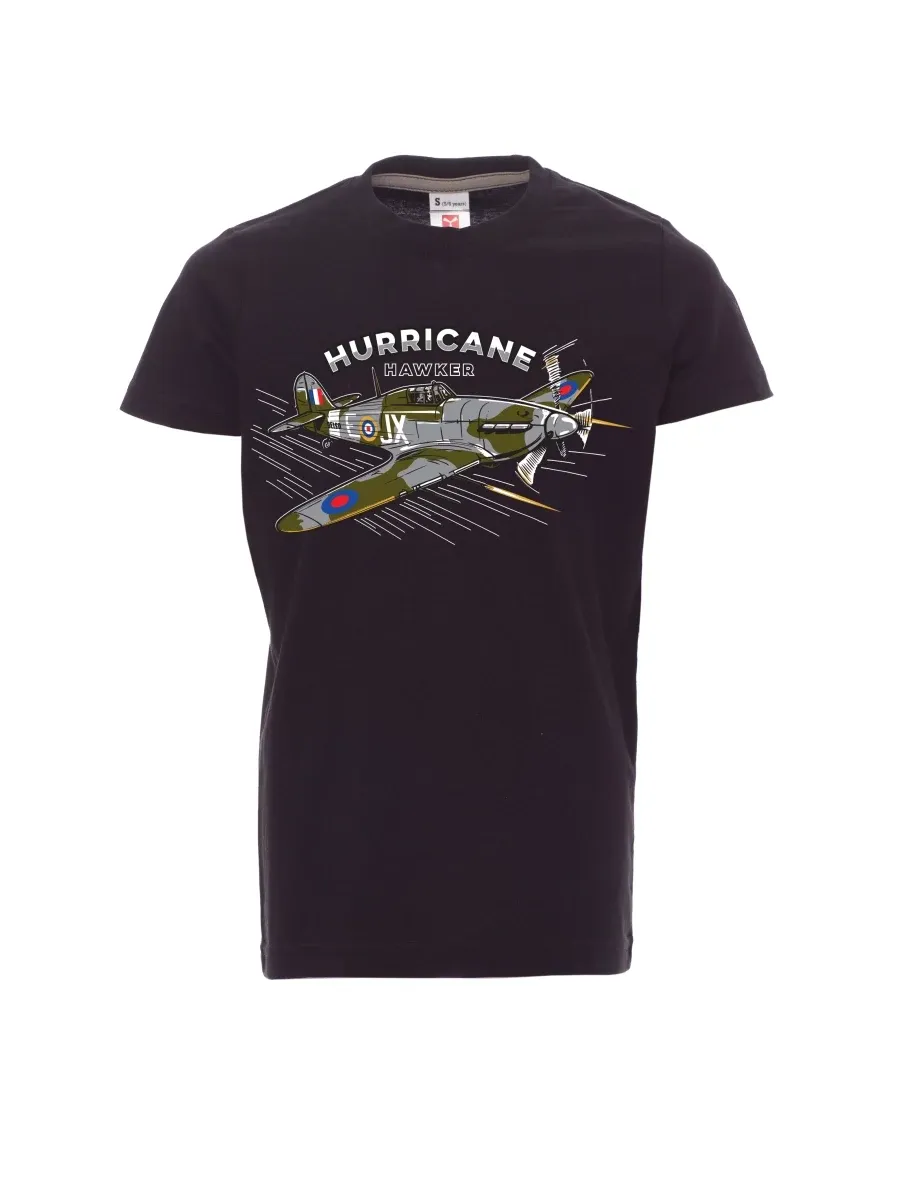 Dziecięcy t-shirt czarny Samolot Hurricane Hawker