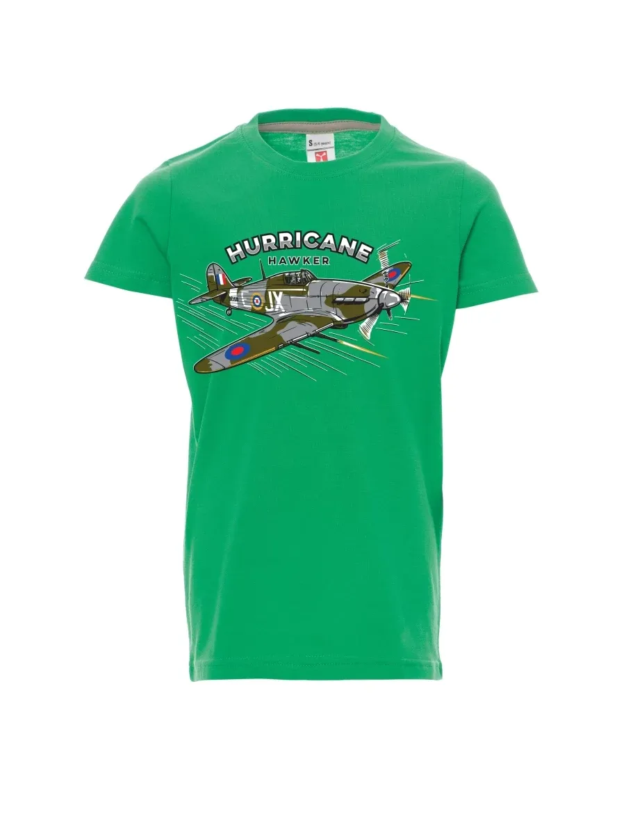 Dziecięcy t-shirt zielony Samolot Hurricane Hawker
