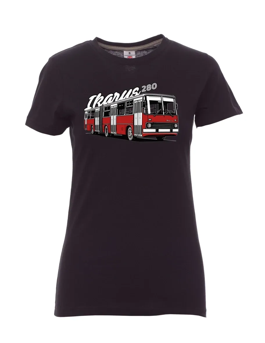 Damski t-shirt czarny Autobus Ikarus 280