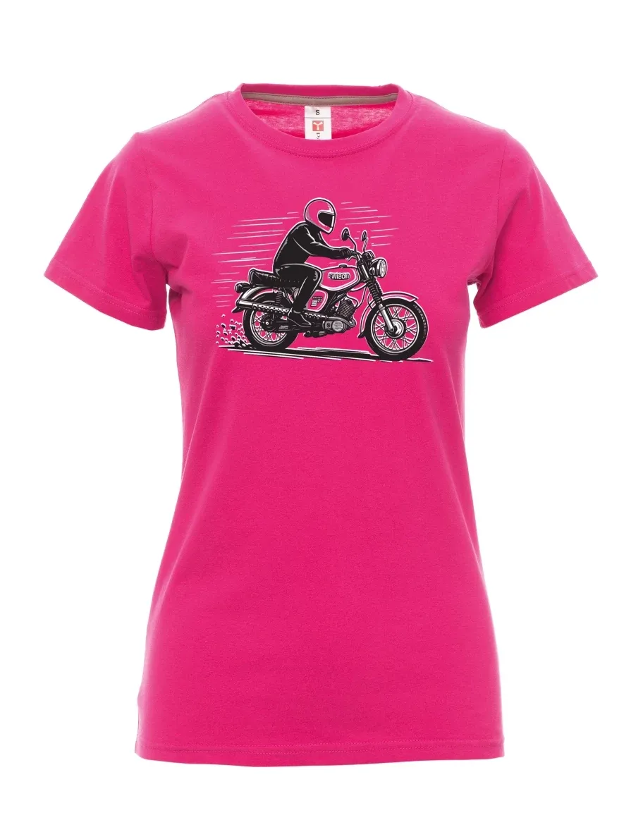 Damski t-shirt różowy Motocykl Enduro S51