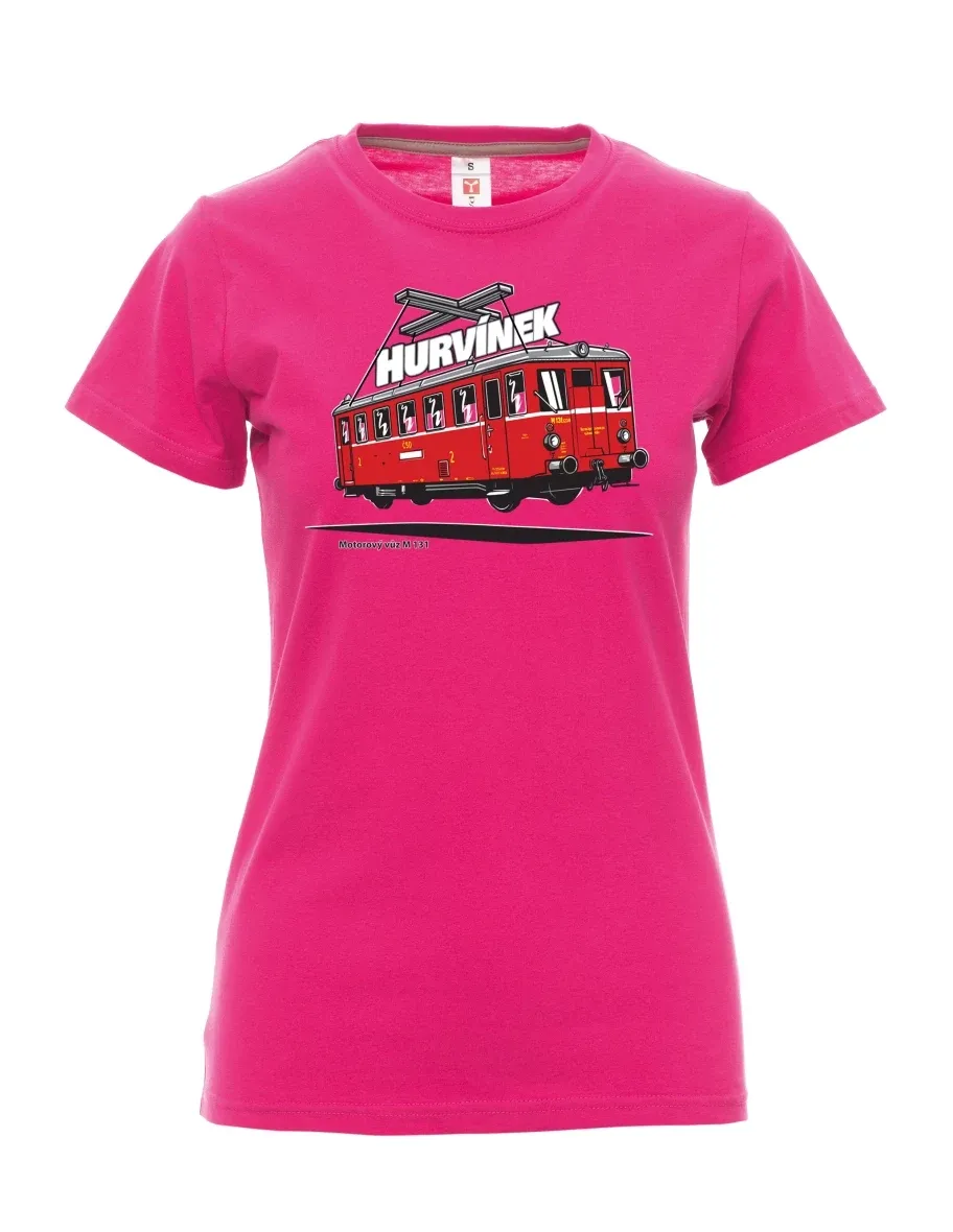 Damski t-shirt różowy Wagon silnikowy M 131 „Hurvínek“