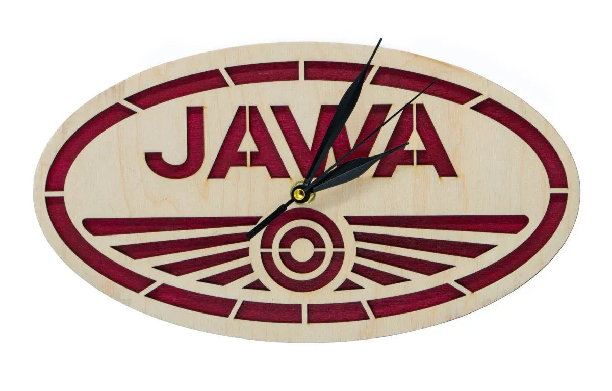 Drewniany zegar Logo Jawa