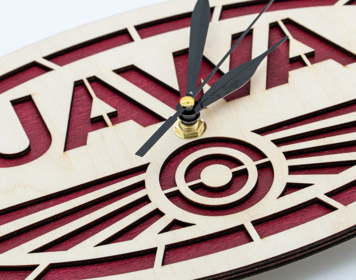 Drewniany zegar Logo Jawa