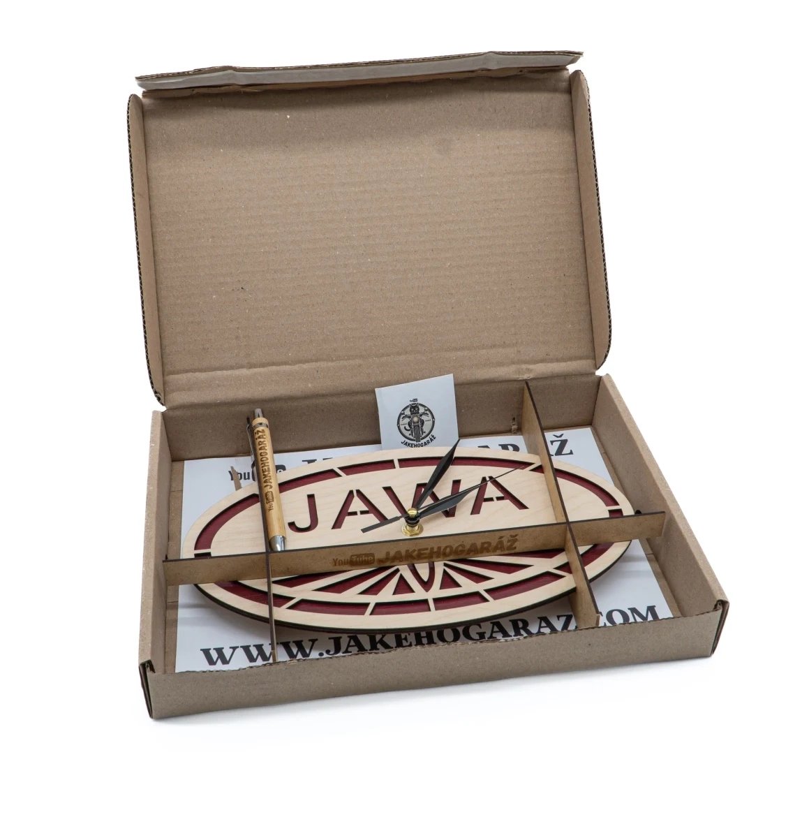 Drewniany zegar Logo Jawa Fj