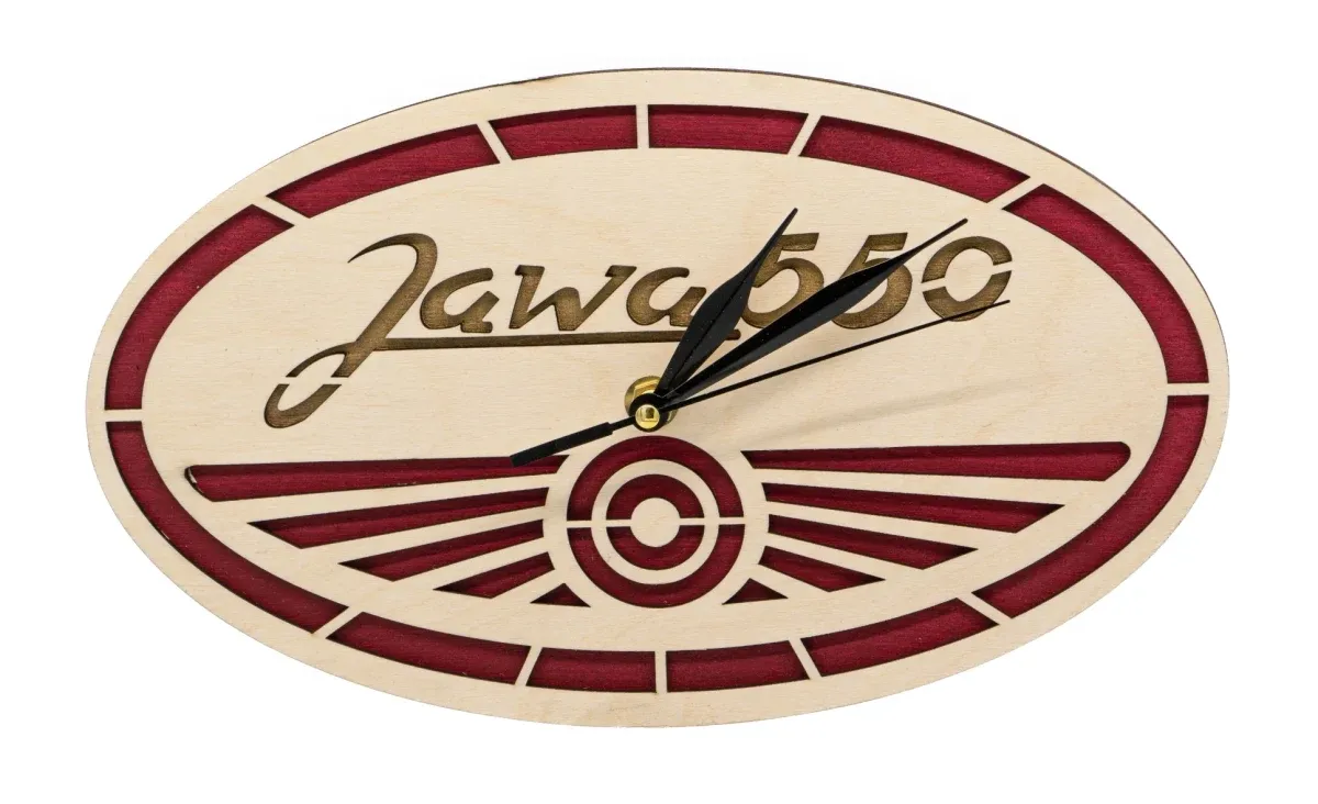 Drewniany zegar Logo Jawa 550