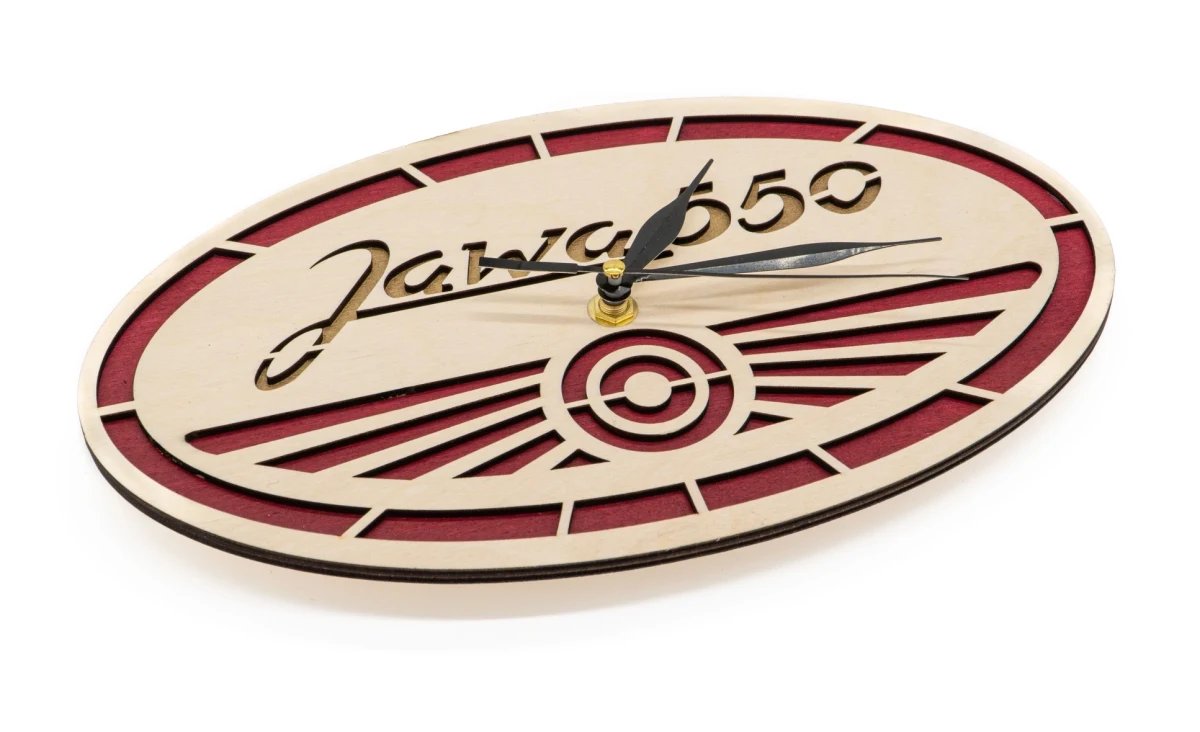 Drewniany zegar Logo Jawa 550
