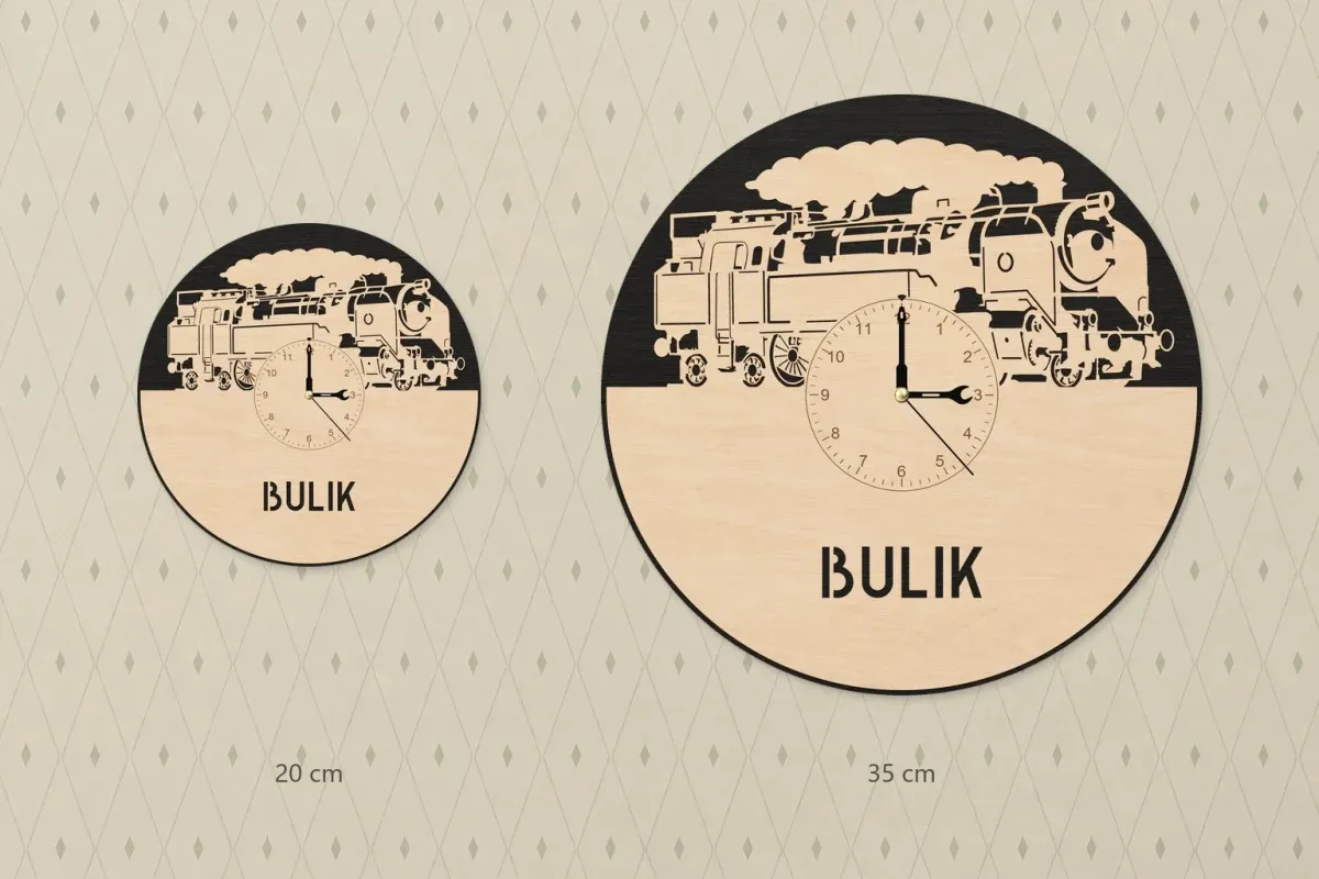 Drewniany zegar ścienny – Lokomotywa parowa 464 „Bulik”