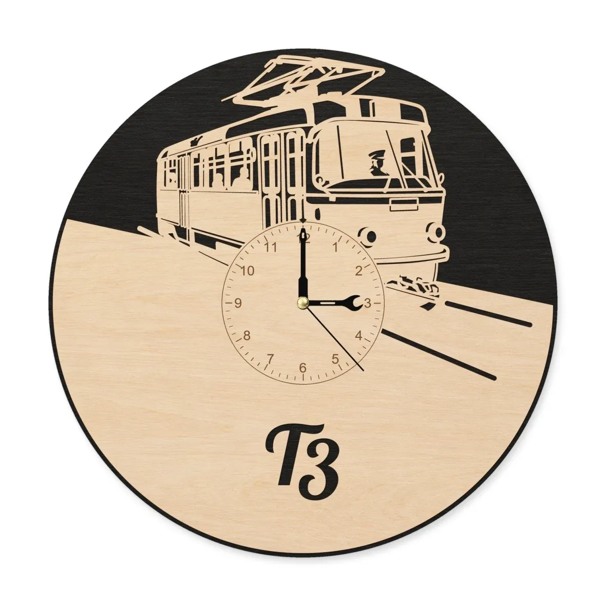 Drewniany zegar ścienny – Tramwaj T3