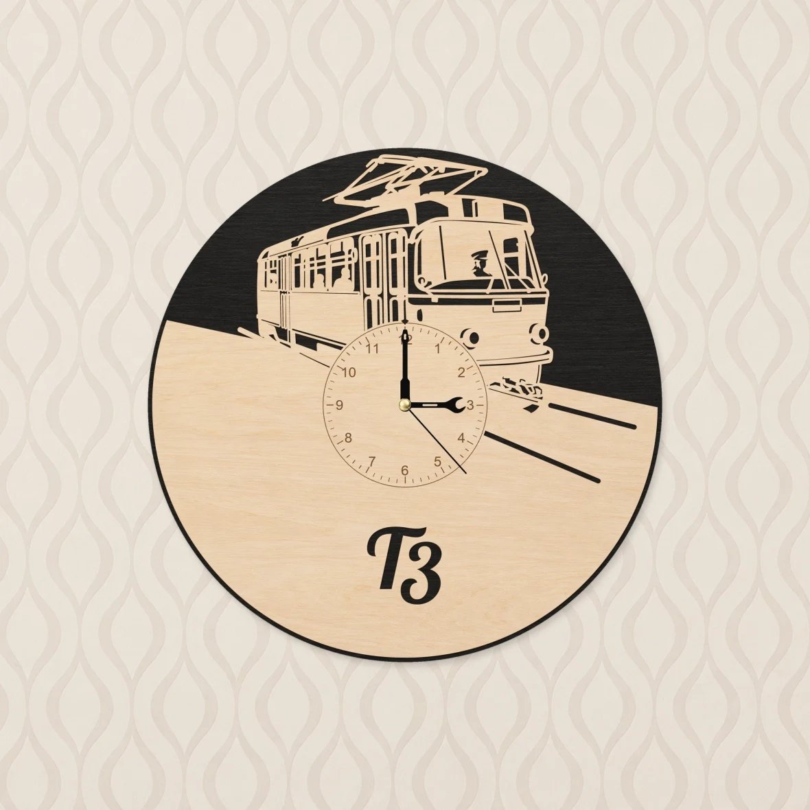 Drewniany zegar ścienny – Tramwaj T3