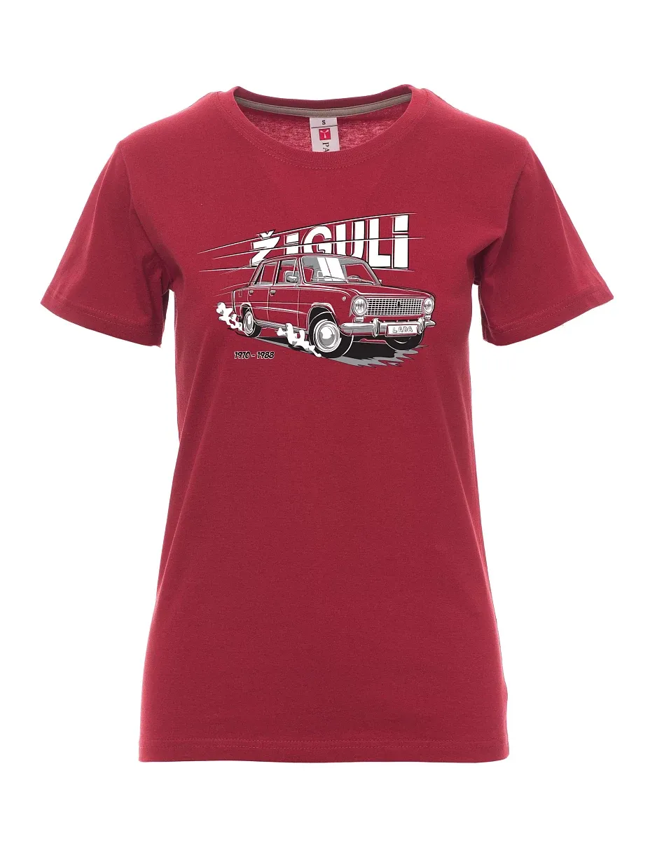 Damski t-shirt bordowy Lada-Žiguli