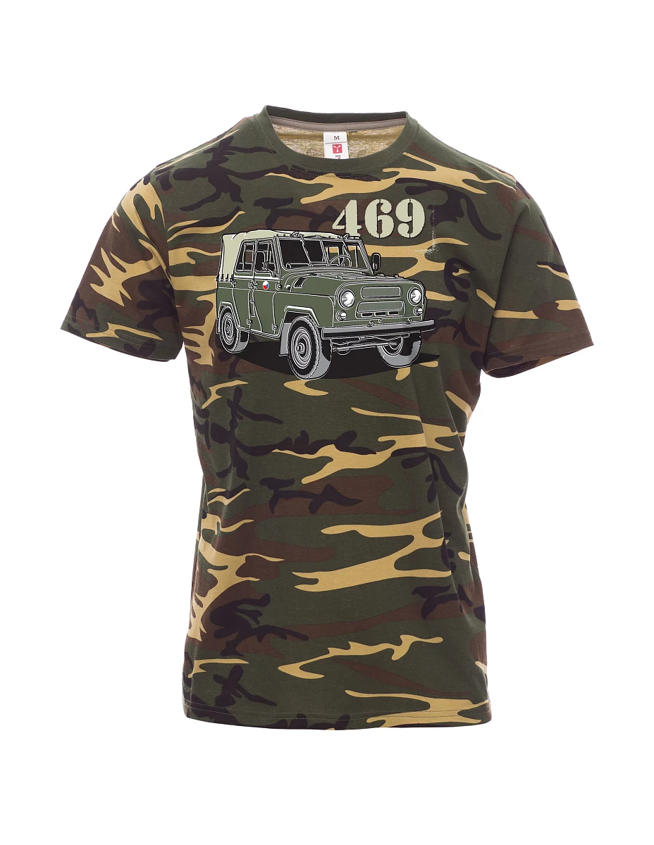 Męski t-shirt kamuflaż UAZ 469 Czeska flaga