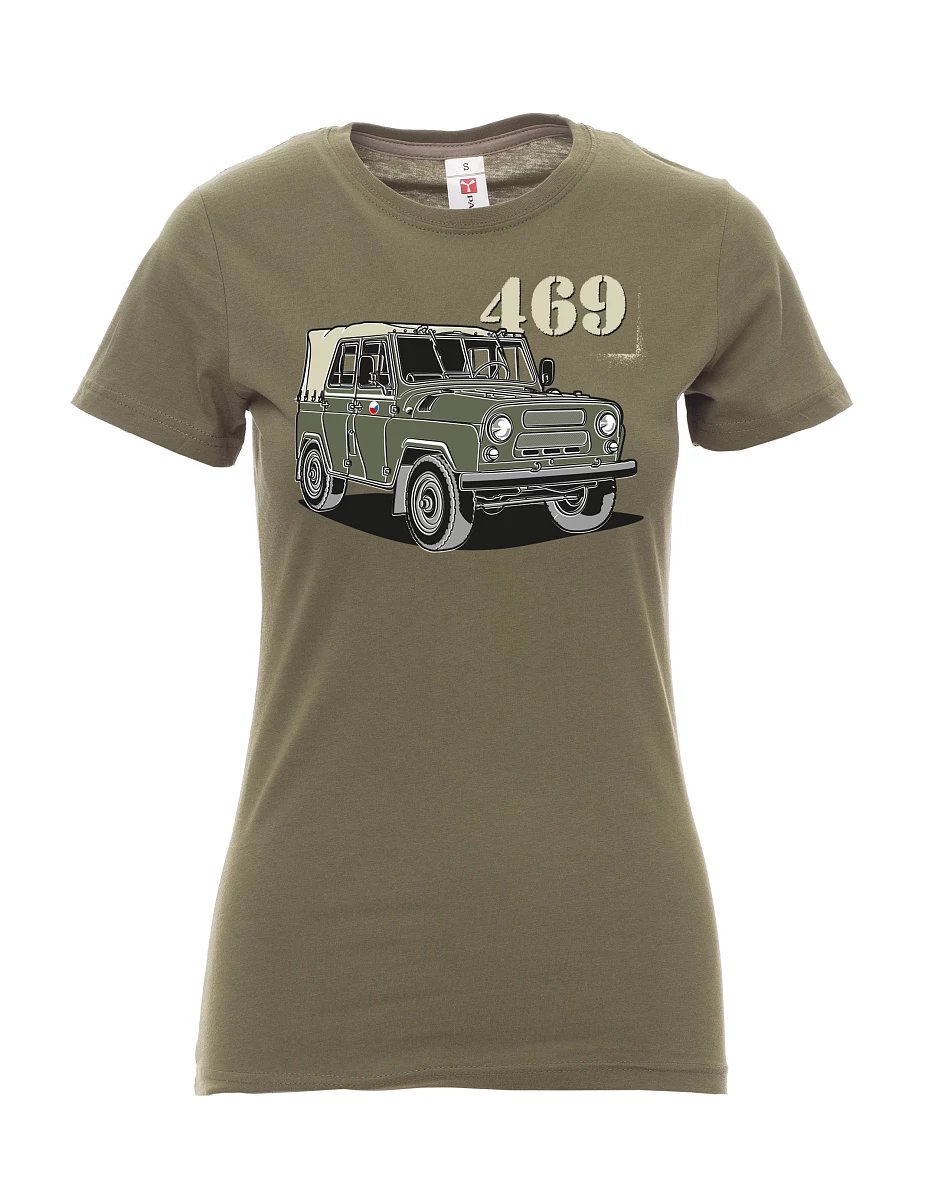 Damski t-shirt khaki UAZ 469 Czeska flaga
