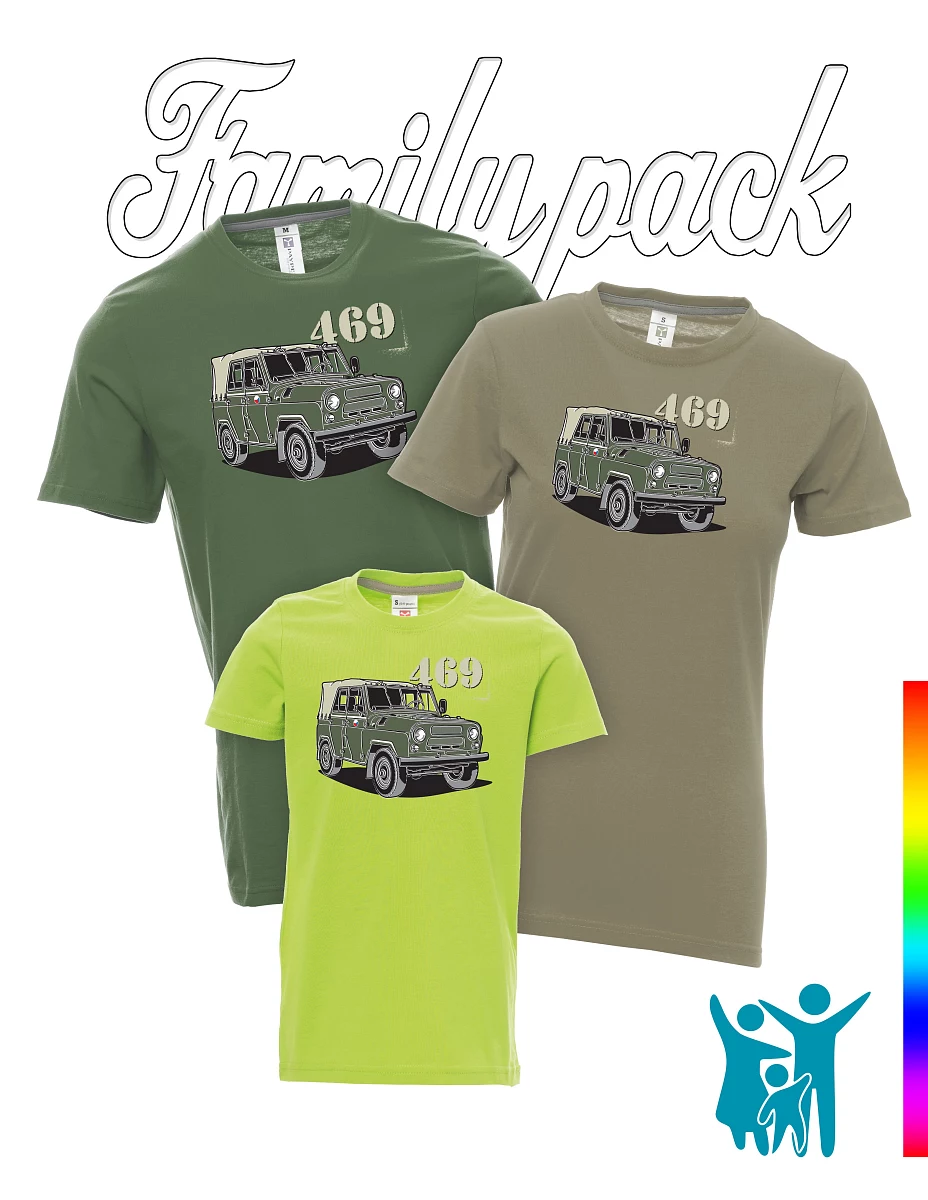 Rodzinny zestaw koszulek UAZ 469 Czeska flaga
