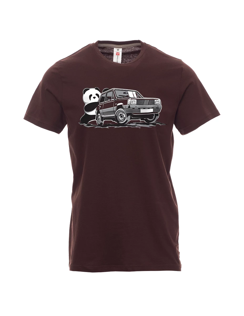 Męski t-shirt ciemny brąz Włoski weteran F Panda