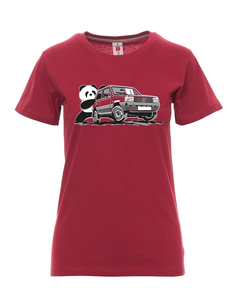 Damski t-shirt bordowy Włoski weteran F Panda