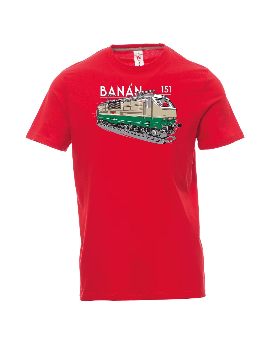 Męski t-shirt czerwony Lokomotywa elektryczna 151 "banan"